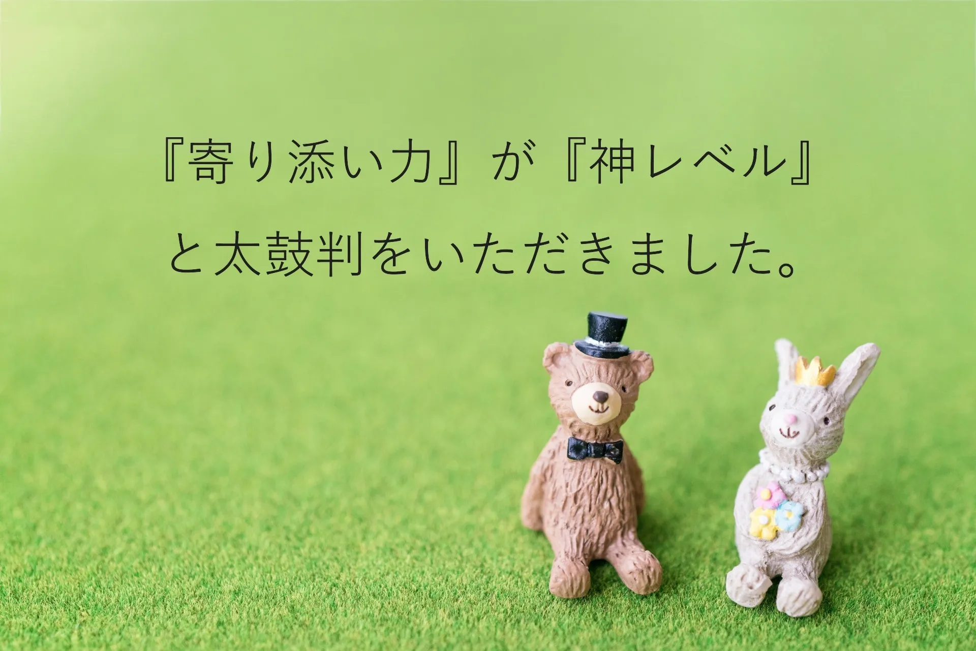 『寄り添い力』が『神レベル』と太鼓判をいただきました